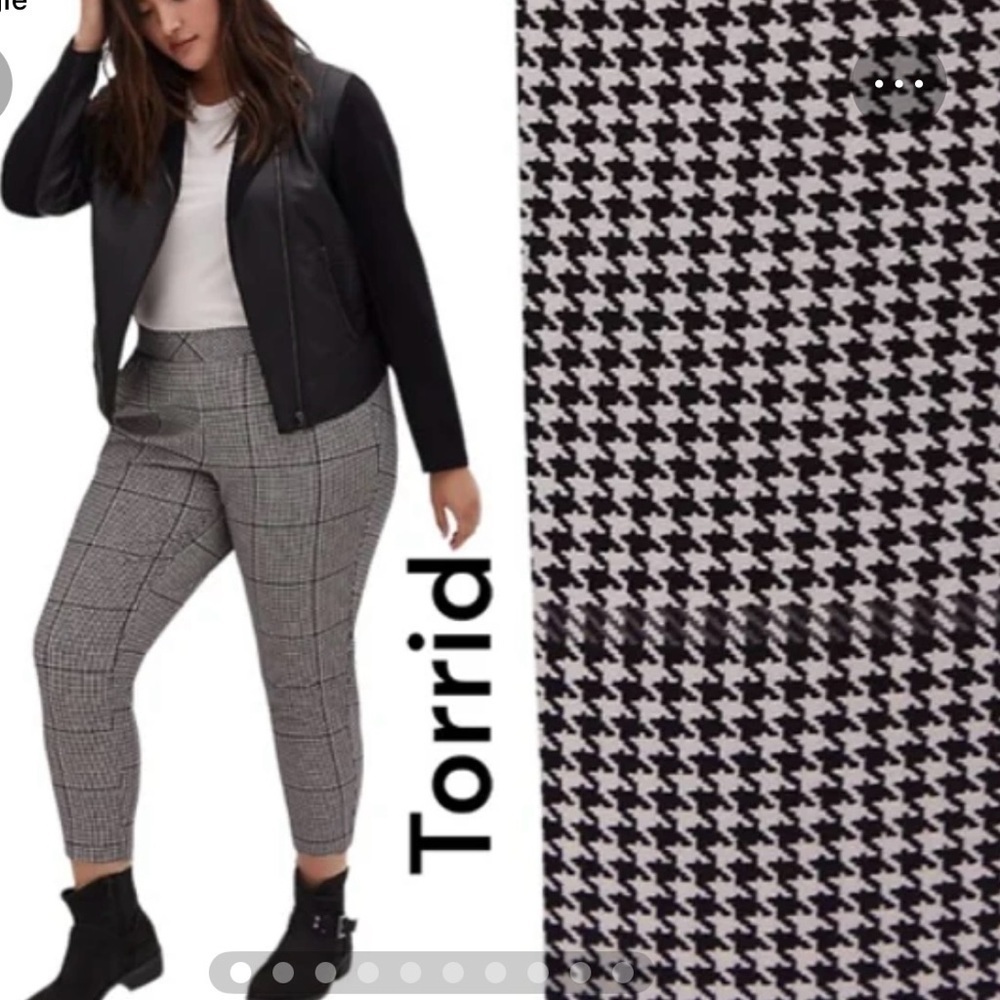 Torrid SLIM TAPER CREPE MID RISE PANT plaid houndstooth Size 2
